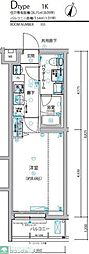 ヴァローレ喜多見 1Kの間取図画像
