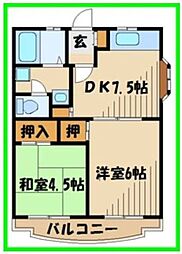 エスパシオ経堂 2DKの間取図画像