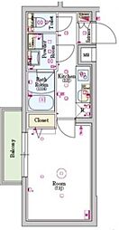 スカイコートグランデ成城 1Kの間取図画像