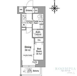 コンフォリア・リヴ下落合 10階1DKの間取り