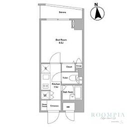 KDXレジデンス早稲田鶴巻 4階1Kの間取り