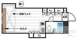 シャトウ中野 2階ワンルームの間取り