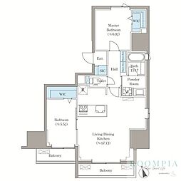 VISTA西早稲田 7階2LDKの間取り