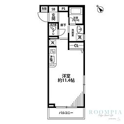 プレール・ドゥーク下井草 3階ワンルームの間取り