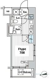 グレース早稲田 10階1Kの間取り