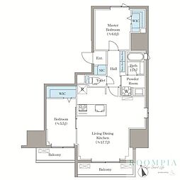 VISTA西早稲田 5階2LDKの間取り