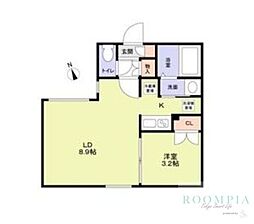 トライム早稲田鶴巻町 1階1LDKの間取り