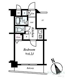 シンシア東中野 3階1Kの間取り