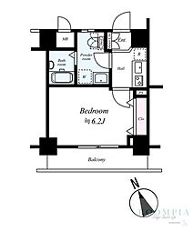 プレール・ドゥーク早稲田 4階1Kの間取り