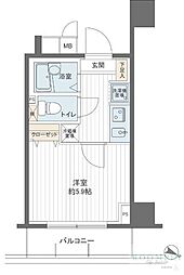 メインステージ西新宿 1Kの間取図画像
