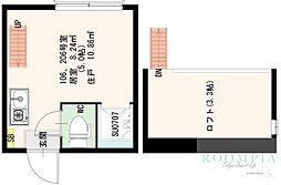 ボア・ソルト高田馬場 ワンルームの間取図画像