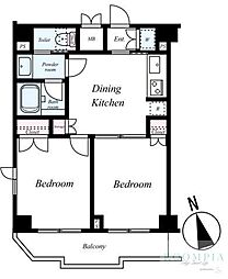 ルーブル鷺宮六番館 2DKの間取図画像