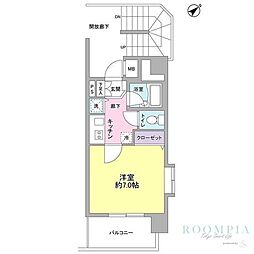 サンピエス河田町 1Kの間取図画像