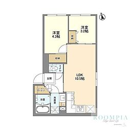 ウェルスクエア新宿戸山 1LDKの間取図画像