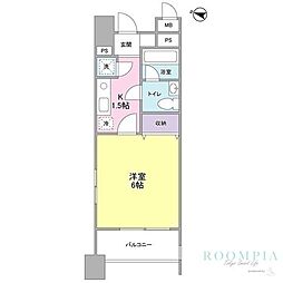 ロネスタR文京護国寺 1Kの間取図画像