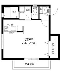アレイムK 1Kの間取図画像