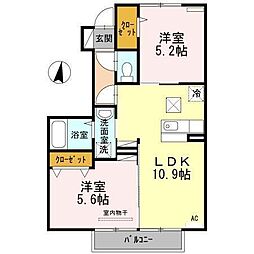 コンフォートハウス大和B 2LDKの間取図画像