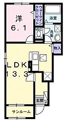 アクアルーチェ久保泉 1LDKの間取図画像