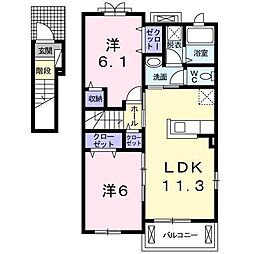 ヴィレ大和2 2LDKの間取図画像