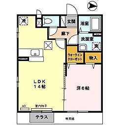 メゾングランドゥールFUJIHARAA 1LDKの間取図画像