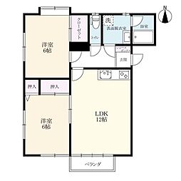 エス・コーポ大和2 2LDKの間取図画像