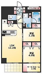 アーバネックス天満橋South 12階2SLDKの間取り