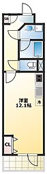 ラクラス長堀橋 12階ワンルームの間取り