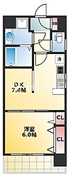 ラナップスクエア堺筋本町 1DKの間取図画像