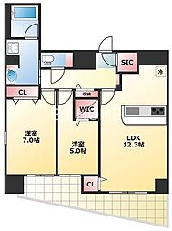 セイワパレス森ノ宮中央 8階2LDKの間取り