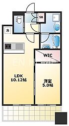 プレジオ難波EURO 7階1LDKの間取り