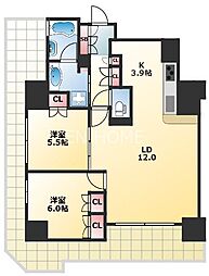 プレミスト南船場 5階2LDKの間取り