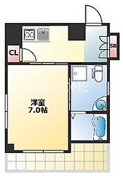 ヒルトップハイム桜川 9階1Kの間取り
