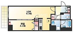 ラフィット松屋町 1LDKの間取図画像