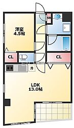 フェルザ今宮戎 1LDKの間取図画像