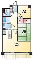 アーデンコート西長堀 2LDKの間取図画像