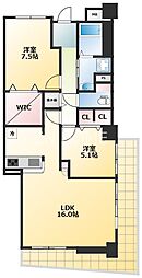 フォレステージュ谷町 2LDKの間取図画像
