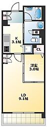 ロイヤルパークス桃坂 1LDKの間取図画像