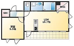 マチュール谷町 1LDKの間取図画像