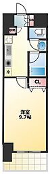アリヴィオ夕陽ヶ丘 1Kの間取図画像