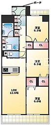 レシオ安堂寺 3LDKの間取図画像