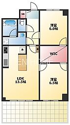 ウエストリヴィエール 2LDKの間取図画像