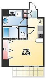 セレブコート安堂寺 ワンルームの間取図画像