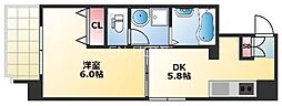 ギャラリー谷町 1DKの間取図画像