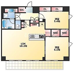 AUFTAKT 天王寺 1SLDKの間取図画像