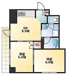 ドエル恵美須 2DKの間取図画像