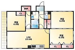 戎フルール谷九 3LDKの間取図画像