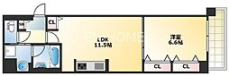 セファ上本町 1LDKの間取図画像