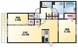 ドムス天王寺 2LDKの間取図画像