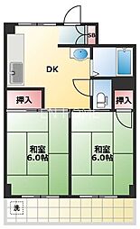 シャトーOM玉造 2DKの間取図画像