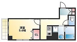 みおつくし東なんば 1Kの間取図画像
